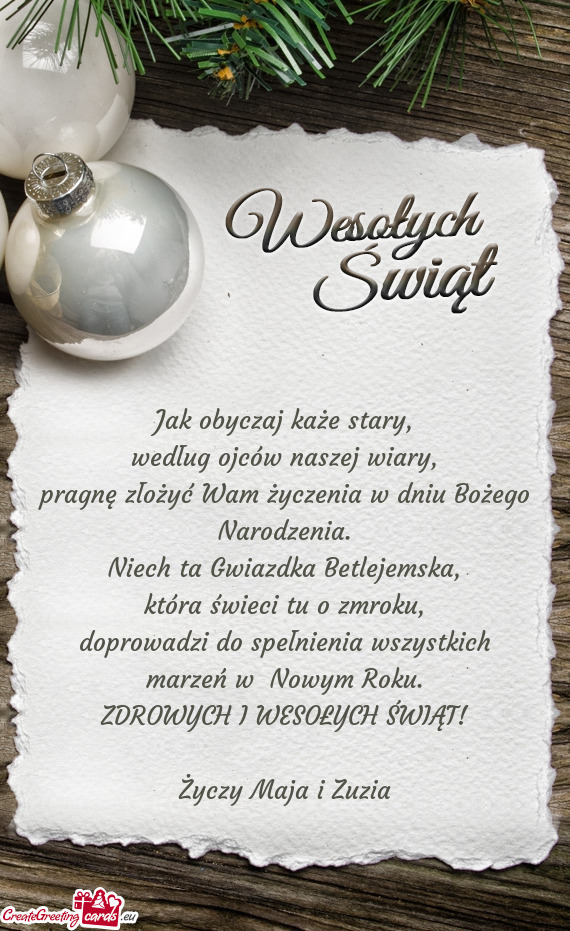 ZDROWYCH I WESOŁYCH ŚWIĄT! Maja i Zuzia