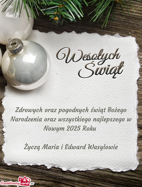 Zdrowych oraz pogodnych świąt Bożego Narodzenia oraz wszystkiego najlepszego w Nowym 2025 Roku