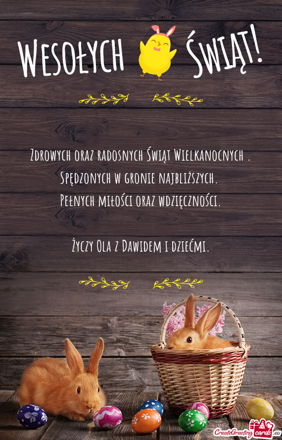 Zdrowych oraz radosnych Świąt Wielkanocnych