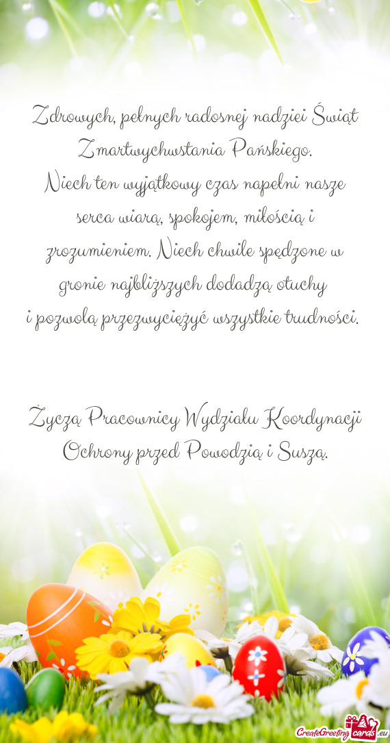 Zdrowych, pełnych radosnej nadziei Świąt Zmartwychwstania Pańskiego