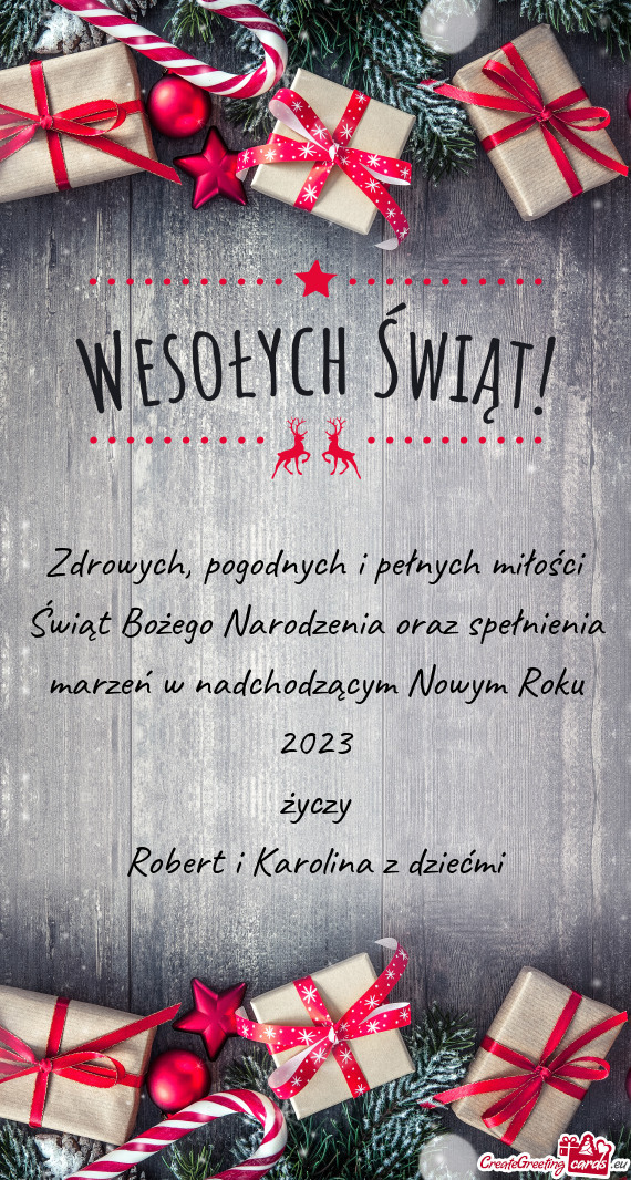 Zdrowych, pogodnych i pełnych miłości Świąt Bożego Narodzenia oraz spełnienia marzeń w nadch