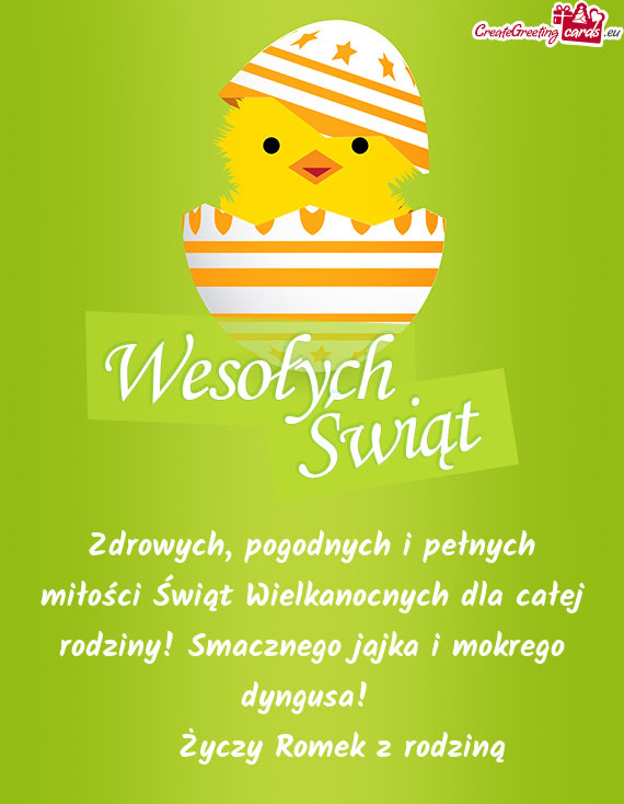Zdrowych, pogodnych i pełnych miłości Świąt Wielkanocnych dla całej rodziny! Smacznego jajka i