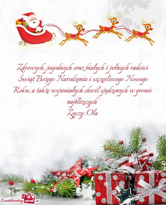 Zdrowych, pogodnych oraz białych i pełnych radości Świąt Bożego Narodzenia i szczęśliwego No