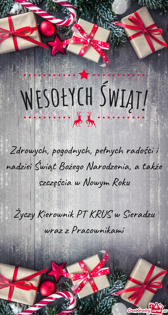 Zdrowych, pogodnych, pełnych radości i nadziei Świąt Bożego Narodzenia, a także szczęścia w