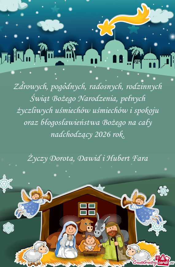 Zdrowych, pogodnych, radosnych, rodzinnych Świąt Bożego Narodzenia, pełnych życzliwych uśmiech