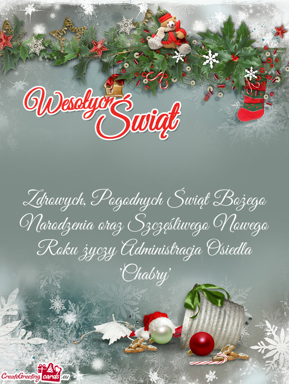 Zdrowych, Pogodnych Świąt Bożego Narodzenia oraz Szczęśliwego Nowego Roku Administracja