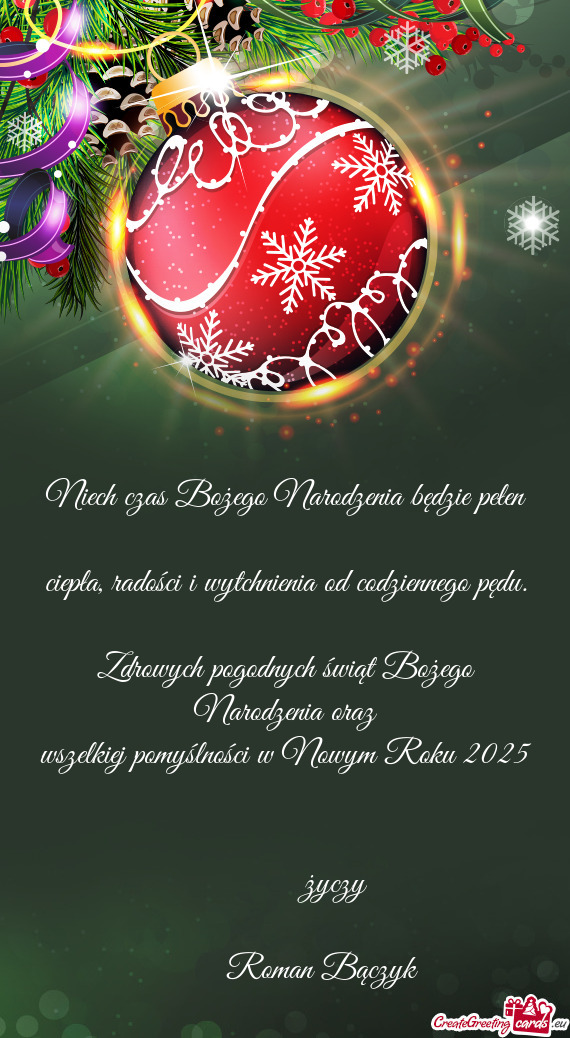 Zdrowych pogodnych świąt Bożego Narodzenia oraz wszelkiej pomyślności w Nowym Roku 2025