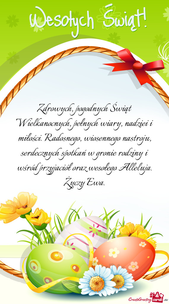 Zdrowych, pogodnych Świąt Wielkanocnych, pełnych wiary, nadziei i