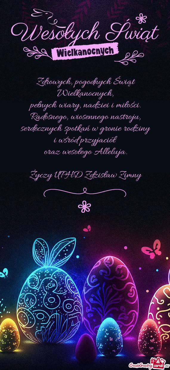 Zdrowych, pogodnych Świąt Wielkanocnych,  pełnych wiary, nadziei i