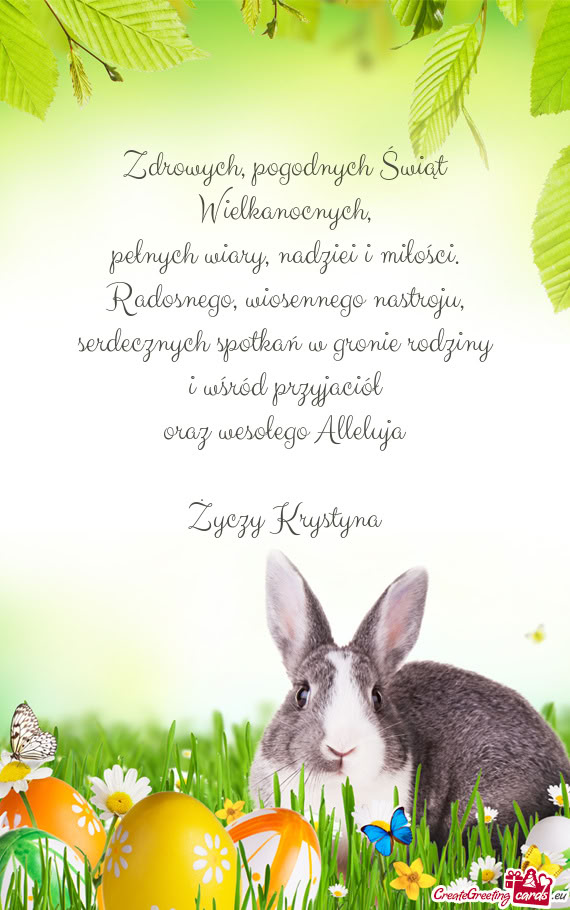 Zdrowych, pogodnych Świąt Wielkanocnych,  pełnych wiary, nadziei i