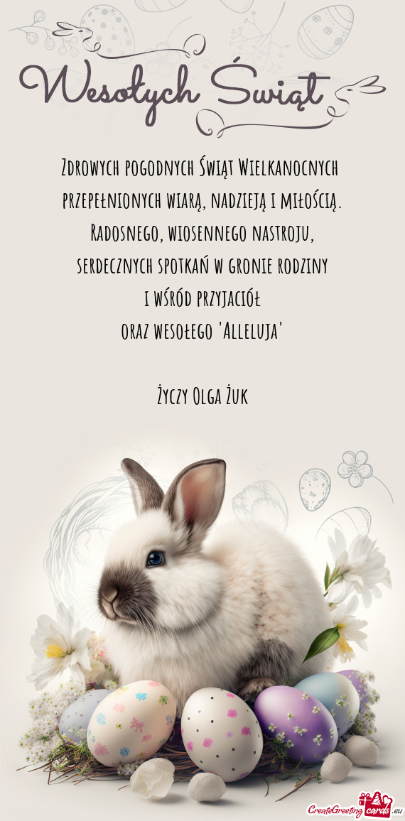 Zdrowych pogodnych Świąt Wielkanocnych   przepełnionych wiarą, nadzieją i