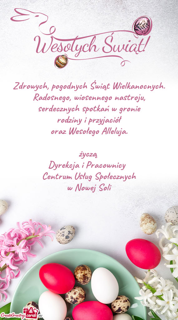 Zdrowych, pogodnych Świąt Wielkanocnych. Radosnego, wiosennego nastroju, serdecznych spotkań w gr