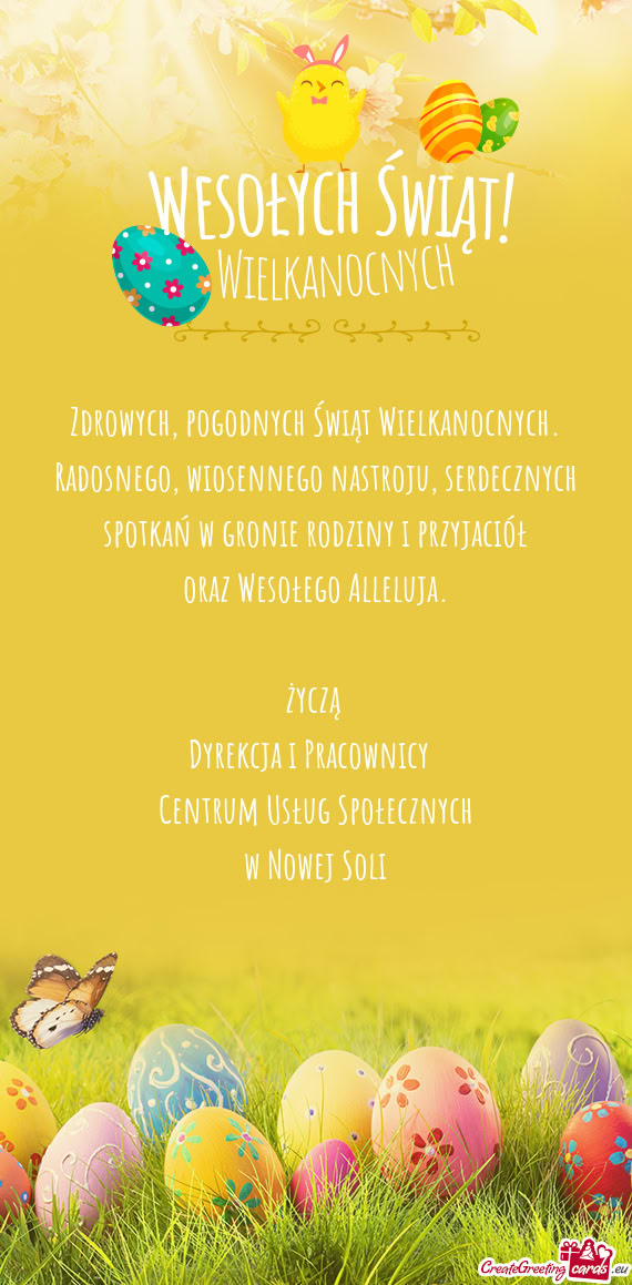 Zdrowych, pogodnych Świąt Wielkanocnych.  Radosnego, wiosennego nastroju,