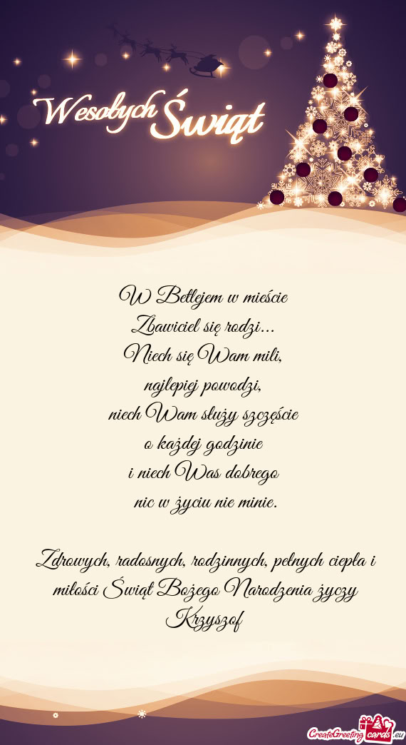 Zdrowych, radosnych, rodzinnych, pełnych ciepła i miłości Świąt Bożego Narodzenia Krzy