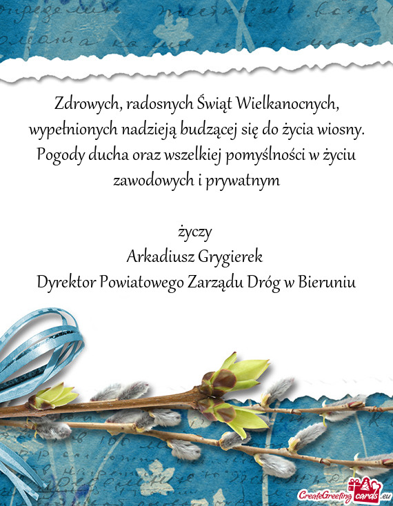 Zdrowych, radosnych Świąt Wielkanocnych, wypełnionych nadzieją budzącej się do życia wiosny