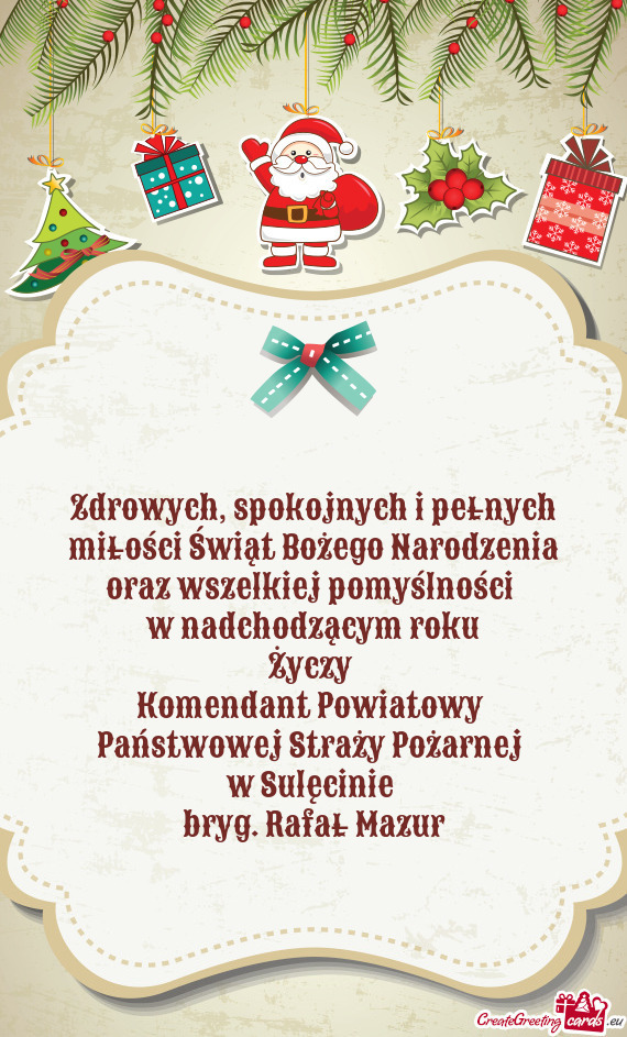 Zdrowych, spokojnych i pełnych miłości Świąt Bożego Narodzenia oraz wszelkiej pomyślności