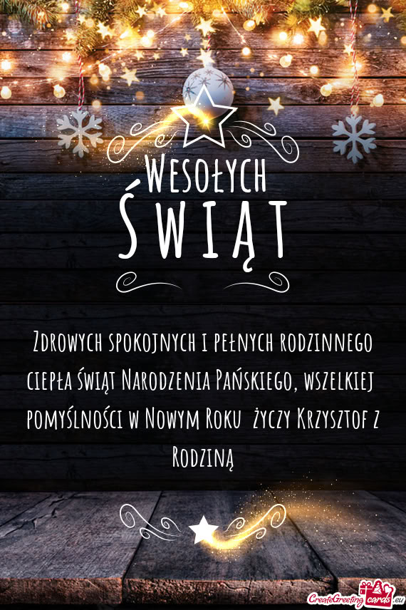 Zdrowych spokojnych i pełnych rodzinnego ciepła świąt Narodzenia Pańskiego, wszelkiej pomyśln