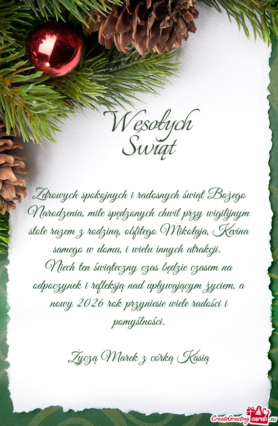 Zdrowych spokojnych i radosnych świąt Bożego Narodzenia, mile spędzonych chwil przy wigilijnym s