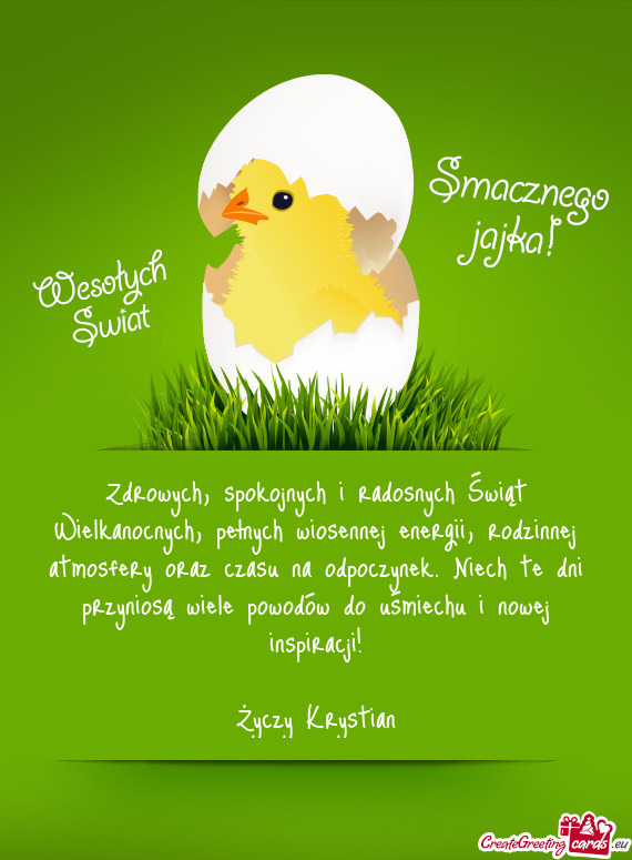 Zdrowych, spokojnych i radosnych Świąt Wielkanocnych, pełnych wiosennej energii, rodzinnej atmosf