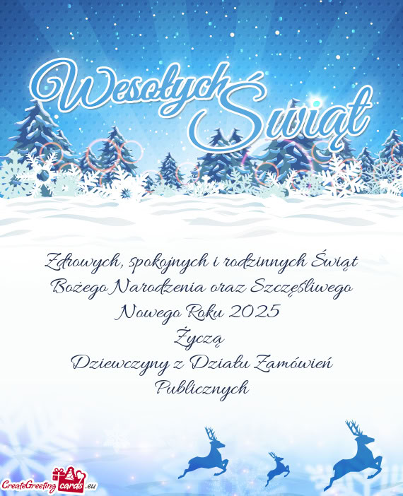 Zdrowych, spokojnych i rodzinnych Świąt Bożego Narodzenia oraz Szczęśliwego Nowego Roku 2025
