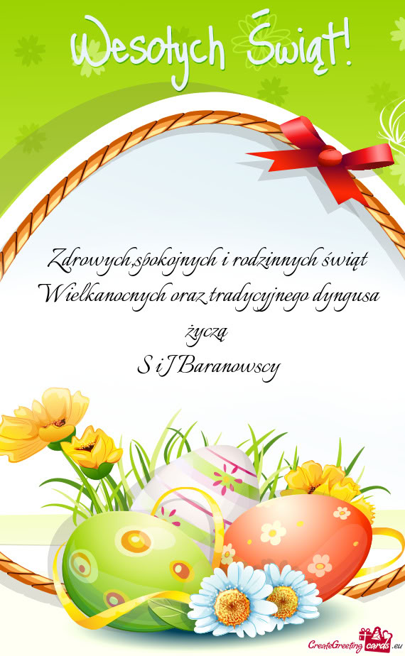 Zdrowych,spokojnych i rodzinnych świąt Wielkanocnych oraz tradycyjnego dyngusa życzą