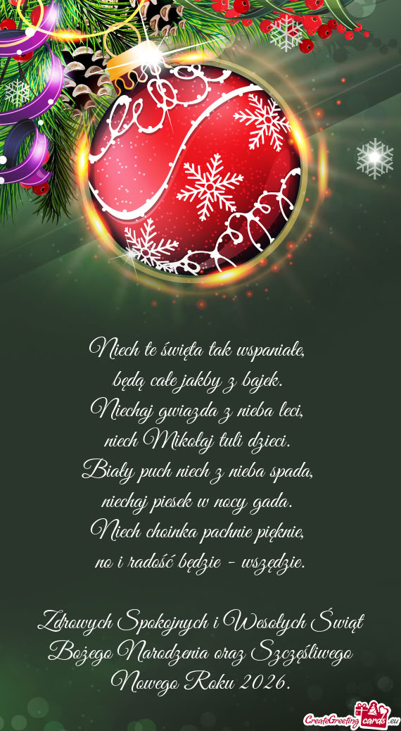 Zdrowych Spokojnych i Wesołych Świąt Bożego Narodzenia oraz Szczęśliwego Nowego Roku 2026