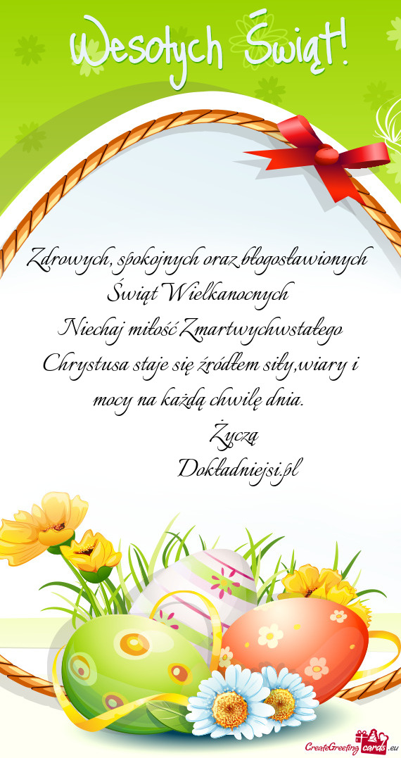 Zdrowych, spokojnych oraz błogosławionych Świąt Wielkanocnych