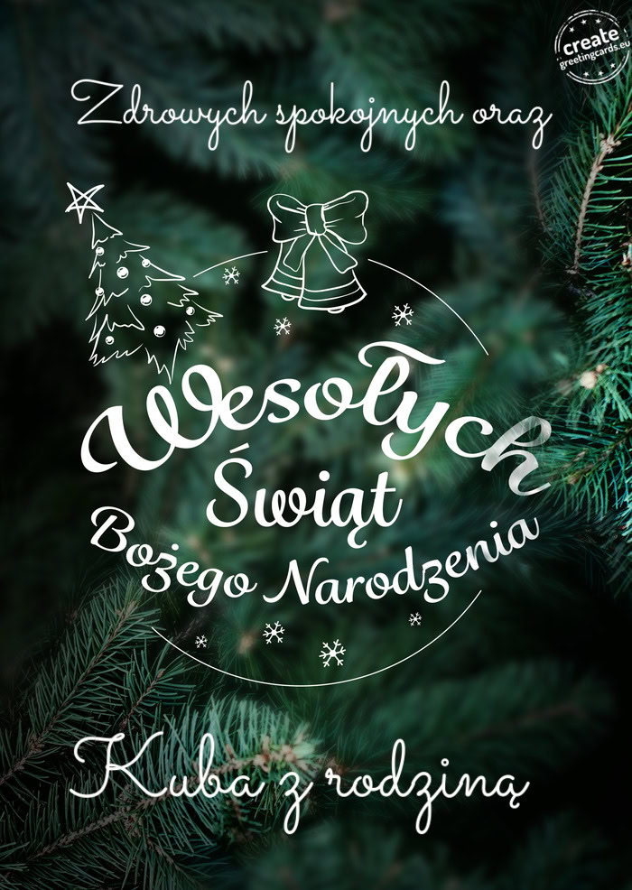Zdrowych spokojnych oraz Wesołych Świat Bożego Narodzenia Kuba z rodziną