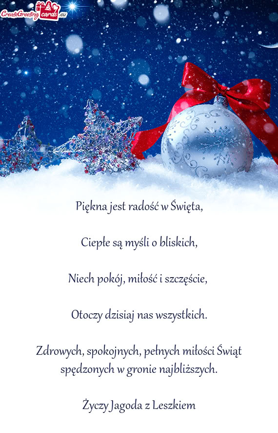 Zdrowych, spokojnych, pełnych miłości Świąt spędzonych w gronie najbliższych