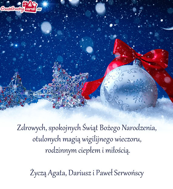 Zdrowych, spokojnych Świąt Bożego Narodzenia, otulonych magią wigilijnego wieczoru