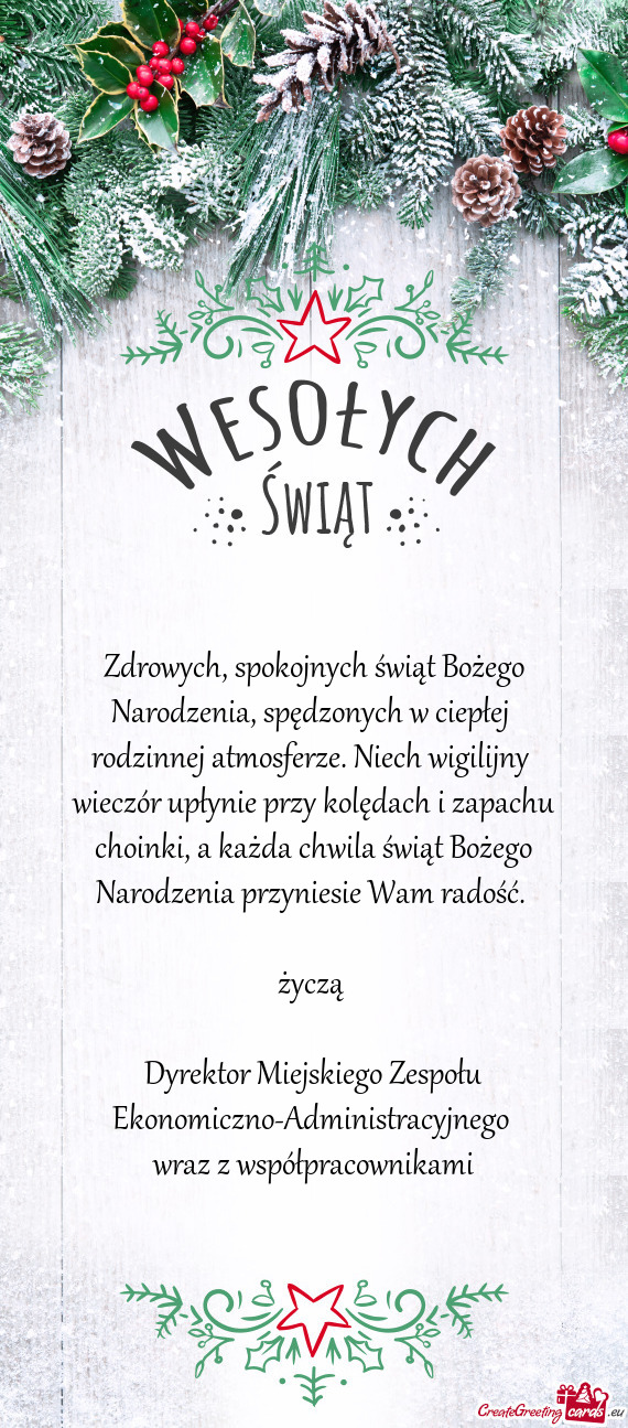 Zdrowych, spokojnych świąt Bożego Narodzenia, spędzonych w ciepłej