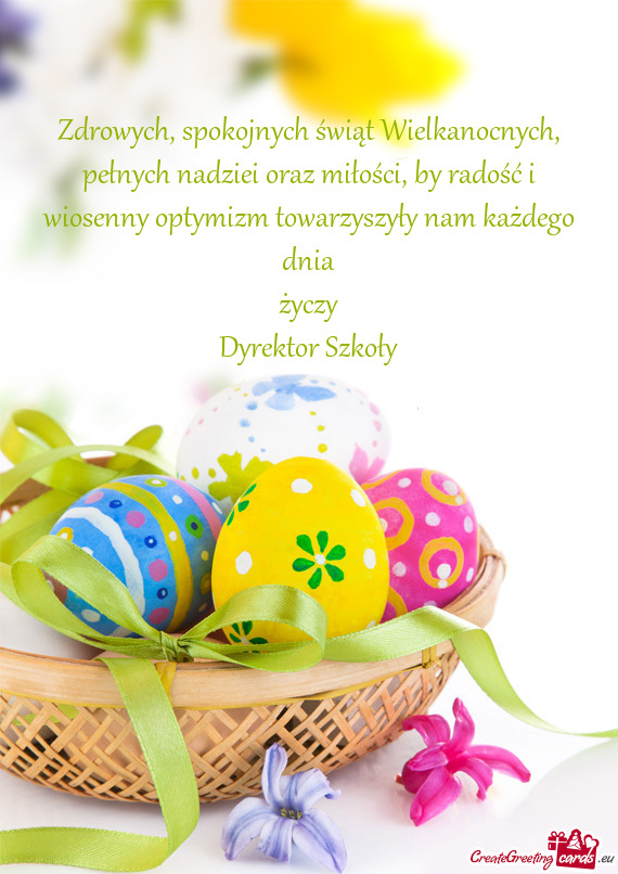 Zdrowych, spokojnych świąt Wielkanocnych, pełnych nadziei oraz miłości, by radość i wiosenny