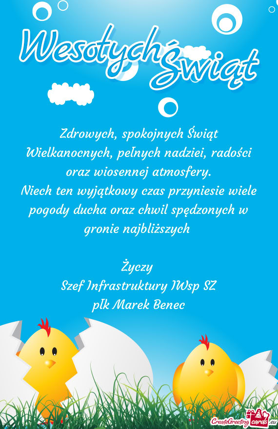 Zdrowych, spokojnych Świąt Wielkanocnych, pełnych nadziei, radości oraz wiosennej atmosfery