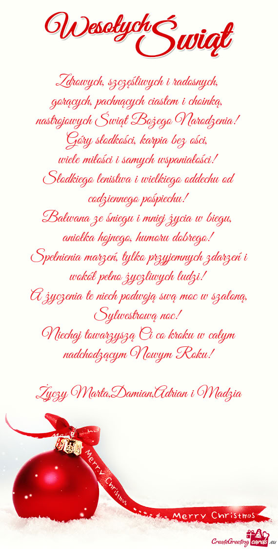 Zdrowych, szczęśliwych i radosnych,   gorących, pachnących ciastem i