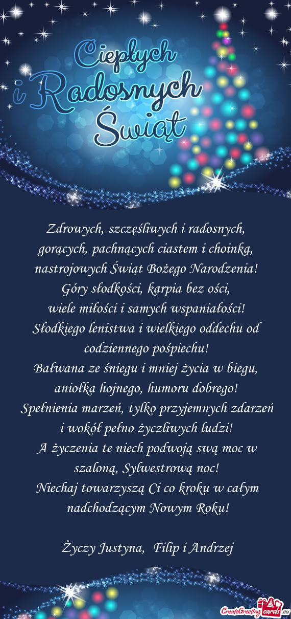 Zdrowych, szczęśliwych i radosnych,   gorących, pachnących ciastem i