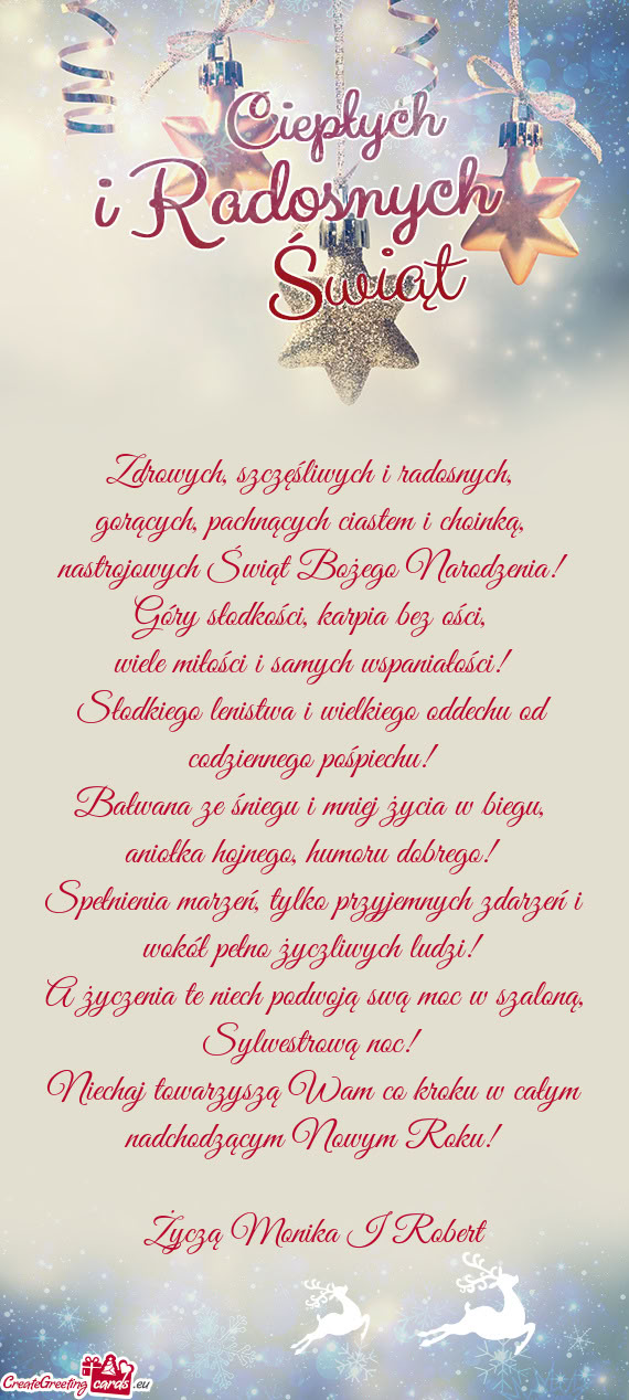 Zdrowych, szczęśliwych i radosnych,   gorących, pachnących ciastem i