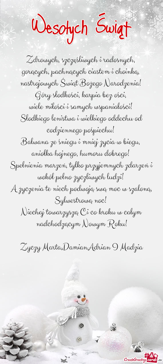 Zdrowych, szczęśliwych i radosnych,   gorących, pachnących ciastem i