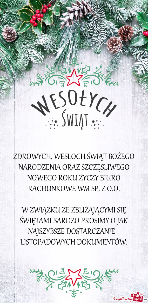 ZDROWYCH, WESŁOCH ŚWIĄT BOŻEGO NARODZENIA ORAZ SZCZĘSLIWEGO NOWEGO ROKU BIURO RACHUNKOWE