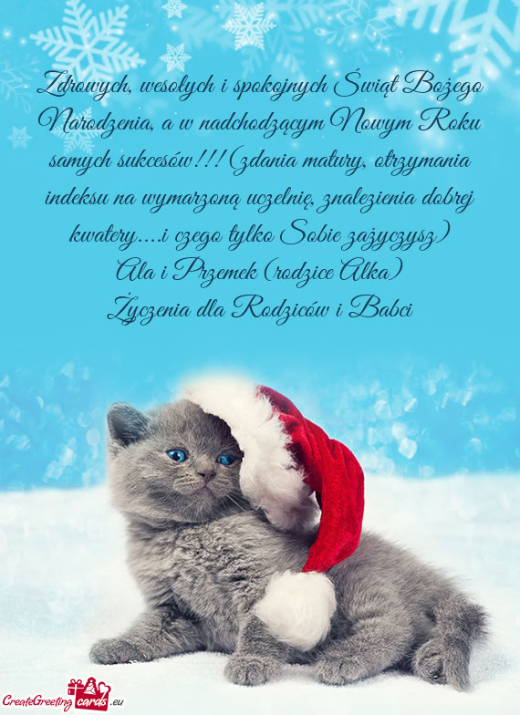 Zdrowych, wesołych i spokojnych Świąt Bożego Narodzenia, a w nadchodzącym Nowym Roku samych suk