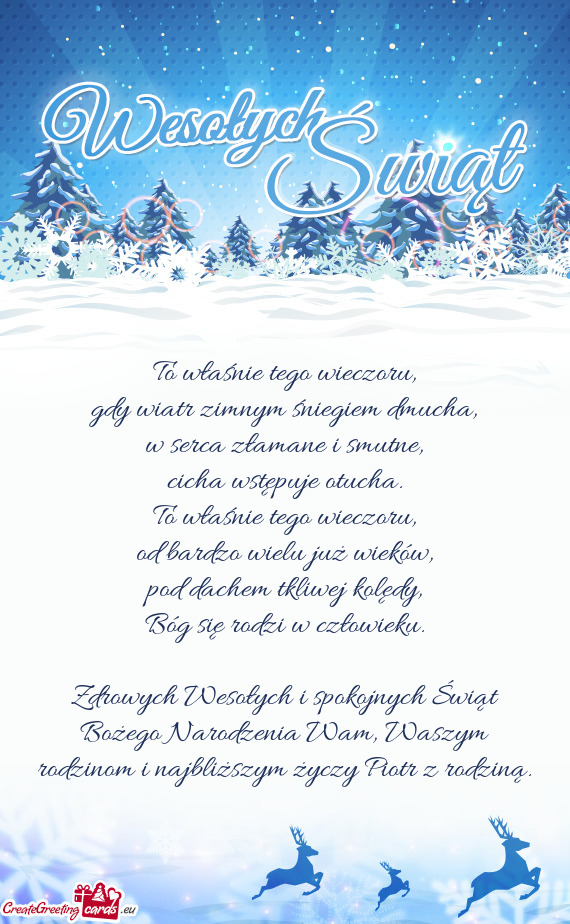 Zdrowych Wesołych i spokojnych Świąt Bożego Narodzenia Wam, Waszym rodzinom i najbliższym życz