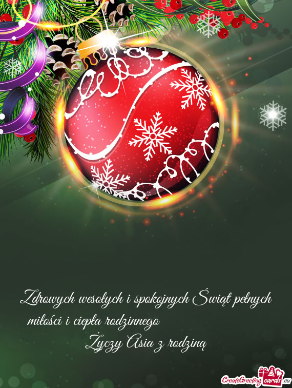 Zdrowych wesołych i spokojnych Świąt pełnych miłości i ciepła rodzinnego