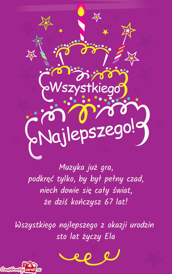 Że dziś kończysz 67 lat