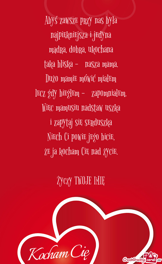 Że ja kocham Cię nad życie