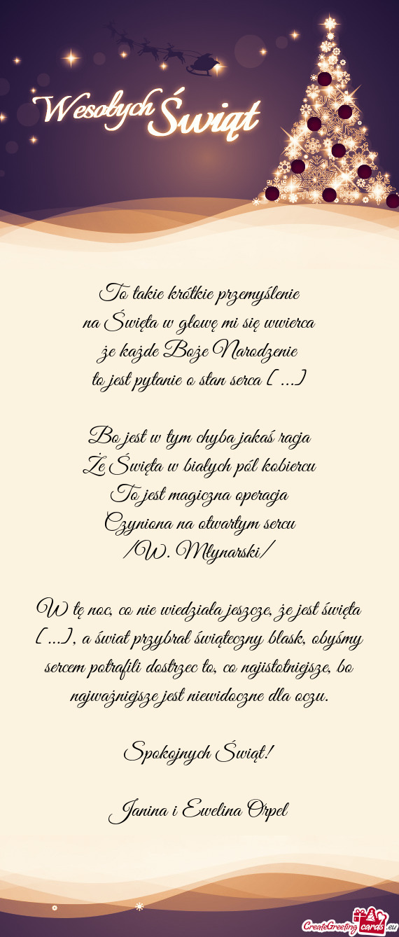 Że każde Boże Narodzenie