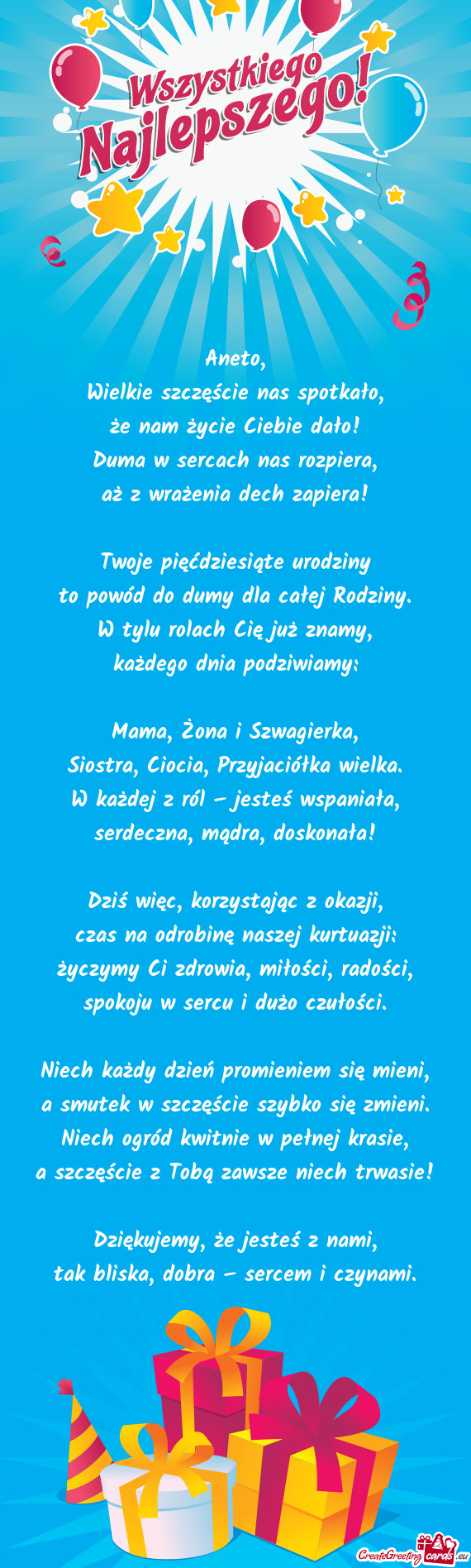 Że nam życie Ciebie dało