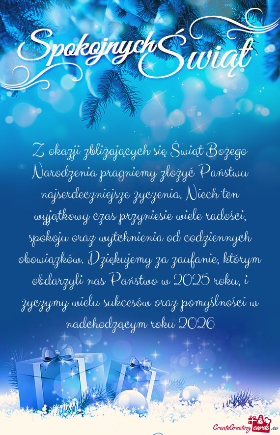 Ze życzenia. Niech ten wyjątkowy czas przyniesie wiele radości, spokoju oraz wytchnienia od codzi