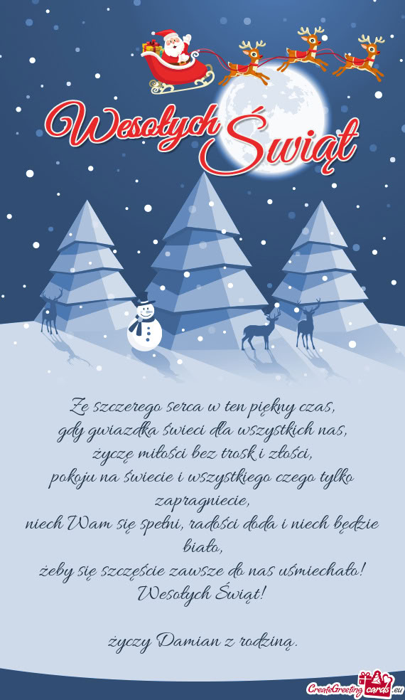 Żeby się szczęście zawsze do nas uśmiechało! Wesołych Świąt! Damian z rodziną