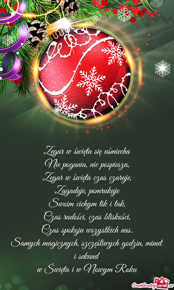 Zegar w święta się uśmiecha Nie pogania