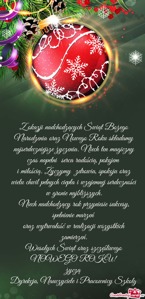 Zenia. Niech ten magiczny czas napełni serca radością, pokojem