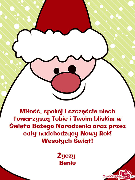 Zez cały nadchodzący Nowy Rok! Wesołych Świąt!  Beniu